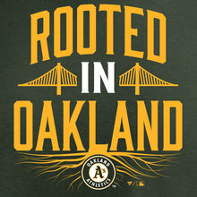 Load image into Gallery viewer, Oakland Athletics Women&#39;s Hometown Collection Rooted V-Neck T-Shirt - Green MLB Ladies V-Neck
