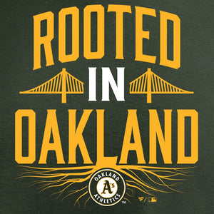 Oakland Athletics Women's Hometown Collection Rooted V-Neck T-Shirt - Green MLB Ladies V-Neck