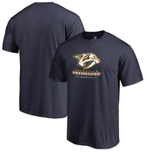 Load image into Gallery viewer, Nashville Predators Team Lockup T-Shirt - Navy NHL Guys Tee

