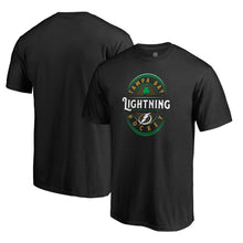 Load image into Gallery viewer, Tampa Bay Lightning St. Patrick's Day Forever Lucky T-Shirt - Black NHL Guys Tee
