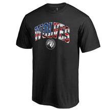 Load image into Gallery viewer, Minnesota Timberwolves Banner Wave T-Shirt - Black NBA Guys Tee
