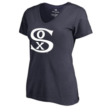 Load image into Gallery viewer, Chicago White Sox Women&#39;s Cooperstown Collection Forbes V-Neck T-Shirt - Navy MLB Ladies V-Neck
