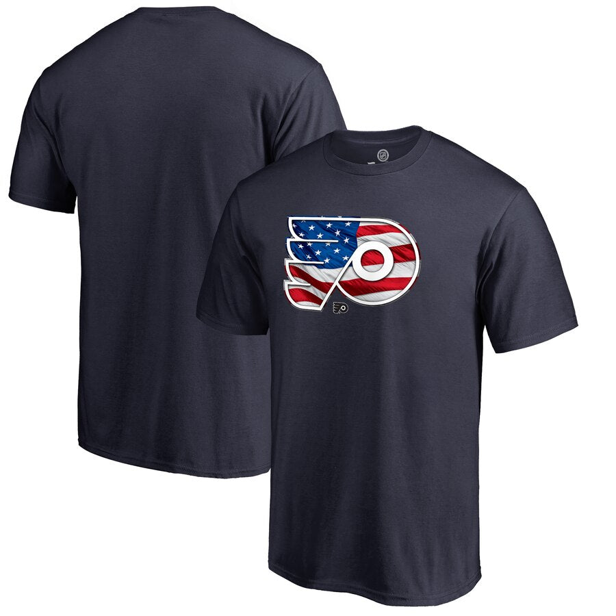 Philadelphia Flyers Banner Wave T-Shirt - Navy NHL Guys Tee