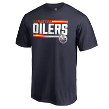 Load image into Gallery viewer, Edmonton Oilers Iconic Collection On Side Stripe T-Shirt - Navy NHL Guys Tee

