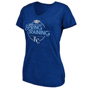 Kansas City Royals Women's 2020 Spring Training Round Trip Tri-Blend V-Neck T-Shirt - Royal MLB Ladies V-Neck