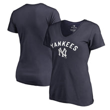 Load image into Gallery viewer, New York Yankees Women&#39;s Cooperstown Collection Wahconah V-Neck T-Shirt - Navy MLB Ladies V-Neck
