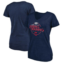 Load image into Gallery viewer, Cleveland Indians Women&#39;s 2020 Spring Training Round Trip Tri-Blend V-Neck T-Shirt - Navy MLB Ladies V-Neck
