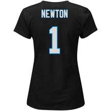 Load image into Gallery viewer, Cam Newton Carolina Panthers Majestic Women's Plus Size Fair Catch Name &amp; Number T-Shirt - Black NFL LADIES V-Neck
