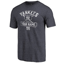 Load image into Gallery viewer, New York Yankees Personalized Base Runner Tri-Blend T-Shirt - Navy MLB Guys Tee
