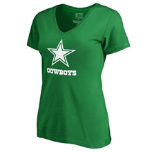Load image into Gallery viewer, Dallas Cowboys Nfl Pro Line By Women's St. Patrick's Day White Logo T-Shirt - Kelly Green NFL LADIES V-Neck
