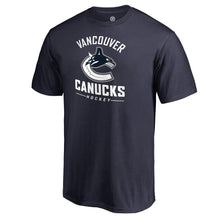 Load image into Gallery viewer, Vancouver Canucks Team Lockup T-Shirt - Navy NHL Guys Tee
