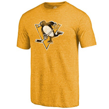 Load image into Gallery viewer, Pittsburgh Penguins Distressed Primary Logo Tri-Blend T-Shirt - Gold NHL Guys Tee
