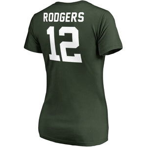 Aaron Rodgers Green Bay Packers Nfl Pro Line By Women's  Stack Name & Number V-Neck T-Shirt - Green NFL LADIES V-Neck