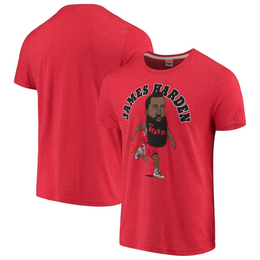 James Harden Houston Rockets Player Graphic Tri-Blend T-Shirt - Red NBA Guys Tee