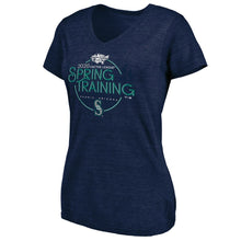 Load image into Gallery viewer, Seattle Mariners Women&#39;s 2020 Spring Training Round Trip Tri-Blend V-Neck T-Shirt - Navy MLB Ladies V-Neck
