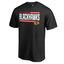 Load image into Gallery viewer, Chicago Blackhawks Iconic Collection On Side Stripe T-Shirt - Black NHL Guys Tee
