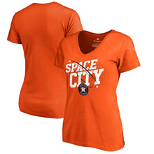 Load image into Gallery viewer, Houston Astros Women&#39;s Space City Hometown T-Shirt - Orange MLB Ladies V-Neck
