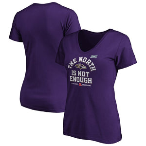 Baltimore Ravens Nfl Pro Line By Women's 2019 Afc North Division Champions Cover Two V-Neck T-Shirt - Purple NFL LADIES V-Neck