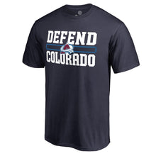 Load image into Gallery viewer, Colorado Avalanche Hometown Collection Defend T-Shirt - Navy NHL Guys Tee

