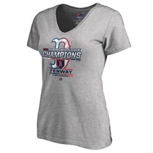 Load image into Gallery viewer, Boston Red Sox Women&#39;s 2019 American League Champions Locker Room T-Shirt - Heather Gray MLB Ladies V-Neck
