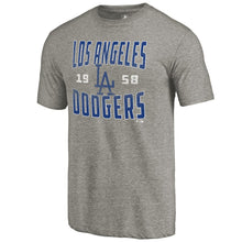 Load image into Gallery viewer, Los Angeles Dodgers Antique Stack Tri-Blend T-Shirt - Heathered Gray MLB Guys Tee

