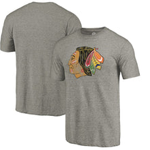 Load image into Gallery viewer, Chicago Blackhawks Throwback Logo 1960-1961 Tri-Blend T-Shirt - Ash NHL Guys Tee
