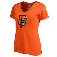 Load image into Gallery viewer, San Francisco Giants Women&#39;s Primary Logo V-Neck T-Shirt - Orange MLB Ladies V-Neck
