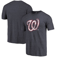 Load image into Gallery viewer, Washington Nationals Distressed Team Tri-Blend T-Shirt - Heathered Navy MLB Guys Tee
