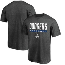 Load image into Gallery viewer, Los Angeles Dodgers Win Stripe T-Shirt - Charcoal MLB Guys Tee
