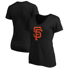 Load image into Gallery viewer, San Francisco Giants Women&#39;s Core Official Logo V-Neck T-Shirt - Black MLB Ladies V-Neck
