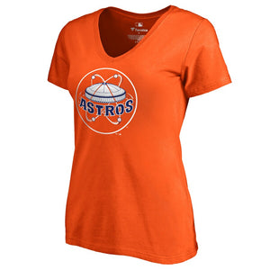 Houston Astros Women's Cooperstown Collection Forbes V-Neck T-Shirt - Orange MLB Ladies V-Neck