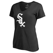 Load image into Gallery viewer, Chicago White Sox Women&#39;s Team Color Primary Logo V-Neck T-Shirt - Black MLB Ladies V-Neck
