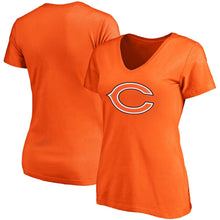 Load image into Gallery viewer, Chicago Bears Nfl Pro Line By Women's Primary Logo Team V-Neck T-Shirt - Orange NFL LADIES V-Neck
