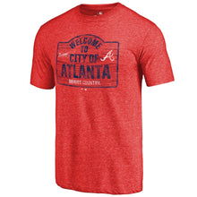 Load image into Gallery viewer, Atlanta Braves Welcome To Atlanta Hometown Tri-Blend T-Shirt - Red MLB Guys Tee
