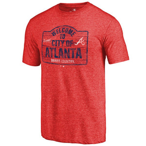 Atlanta Braves Welcome To Atlanta Hometown Tri-Blend T-Shirt - Red MLB Guys Tee