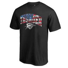 Load image into Gallery viewer, Oklahoma City Thunder Banner Wave T-Shirt - Black NBA Guys Tee
