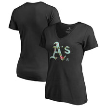 Load image into Gallery viewer, Oakland Athletics Women&#39;s Lovely V-Neck T-Shirt - Black MLB Ladies V-Neck
