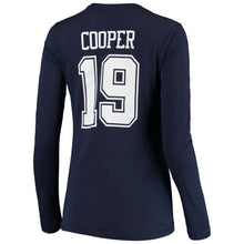 Load image into Gallery viewer, Amari Cooper Dallas Cowboys Women&#39;s Player Name &amp; Number V-Neck Long Sleeve T-Shirt - Navy NFL Ladies V-Neck Long Sleeve
