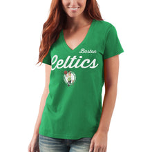 Load image into Gallery viewer, Boston Celtics G-Iii 4Her By Carl Banks Women&#39;s Post Season V-Neck Short Sleeve T-Shirt - Green NBA Ladies V-Neck

