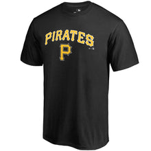 Load image into Gallery viewer, Pittsburgh Pirates Team Lockup T-Shirt - Black MLB Guys Tee
