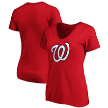 Load image into Gallery viewer, Washington Nationals Women&#39;s Core Official Logo V-Neck T-Shirt - Red MLB Ladies V-Neck
