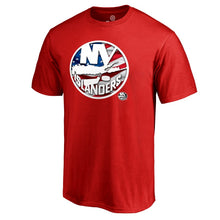 Load image into Gallery viewer, New York Islanders Banner Wave T-Shirt - Red NHL Guys Tee
