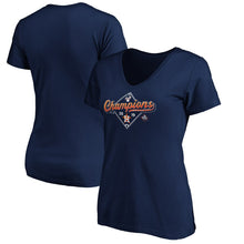 Load image into Gallery viewer, Houston Astros Women&#39;s 2019 American League Champions Bullpen V-Neck T-Shirt - Navy MLB Ladies V-Neck
