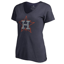 Load image into Gallery viewer, Houston Astros Women&#39;s Static Logo V-Neck Plus Size T-Shirt - Navy MLB Ladies V-Neck
