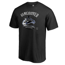 Load image into Gallery viewer, Vancouver Canucks Team Logo Midnight Mascot T-Shirt - Black NHL Guys Tee

