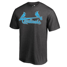 Load image into Gallery viewer, St. Louis Cardinals Blue Wordmark T-Shirt - Heathered Charcoal MLB Guys Tee
