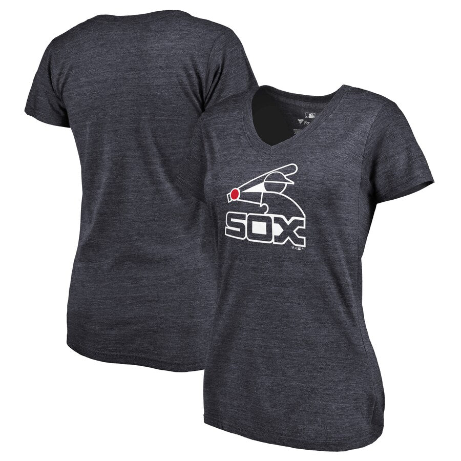 Chicago White Sox Women's Cooperstown Collection Huntington Tri-Blend V-Neck T-Shirt - Navy MLB Ladies V-Neck