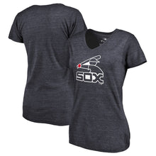 Load image into Gallery viewer, Chicago White Sox Women&#39;s Cooperstown Collection Huntington Tri-Blend V-Neck T-Shirt - Navy MLB Ladies V-Neck
