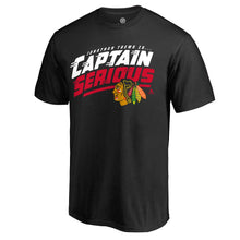 Load image into Gallery viewer, Jonathan Toews Chicago Blackhawks Hometown Collection Captain Serious T-Shirt - Black NHL Guys Tee
