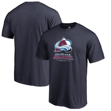 Load image into Gallery viewer, Colorado Avalanche Team Lockup T-Shirt - Navy NHL Guys Tee
